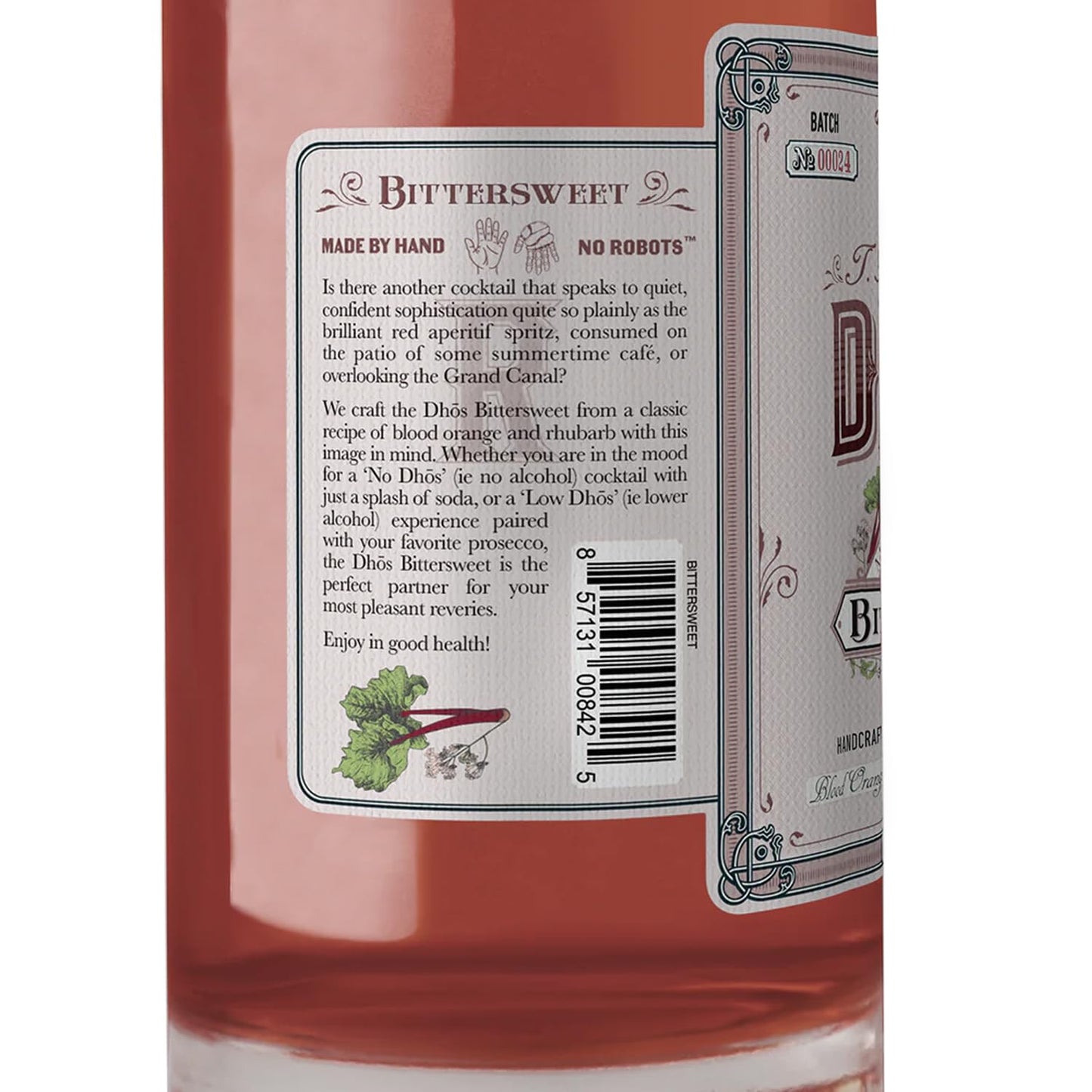 Dhos Handcrafted Non-Alcoholic Bittersweet w 15 Pack Fever Tree Elderflower Tonic Water - Keto-Friendly, Zero Sugar, Zero Calories, Zero Proof - 750 ML - Perfect for Mocktails - Made in USA