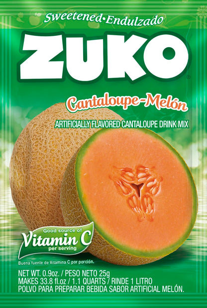 Zuko Cantaloupe Powdered Drink Mix, No Added Sugar Needed, 48 Ct Individual Packets