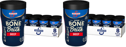 Swanson Sipping Bone Broth, Beef Bone Broth, 10.75 OZ Cup (Pack of 2)