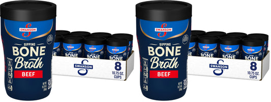 Swanson Sipping Bone Broth, Beef Bone Broth, 10.75 OZ Cup (Pack of 2)