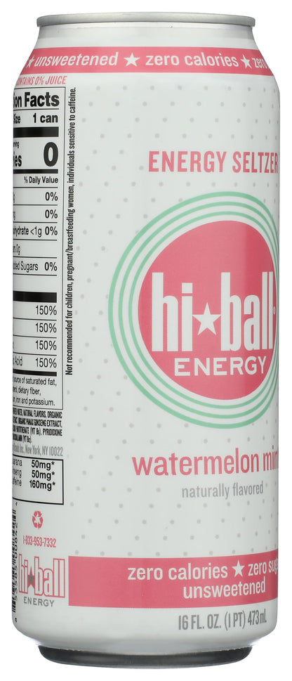 HIBALL ENERGY Watermelon Mint Sparkling Energy Water, 16 FZ