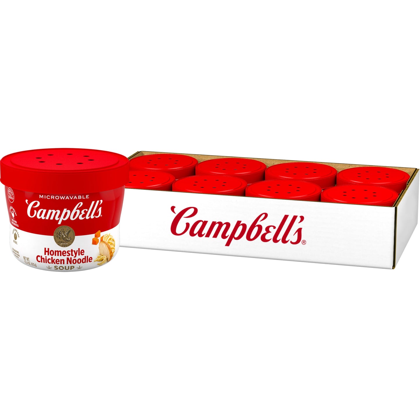 Campbell's Homestyle Chicken Noodle Soup, 15.4 Oz Microwavable Bowl (Case of 8)