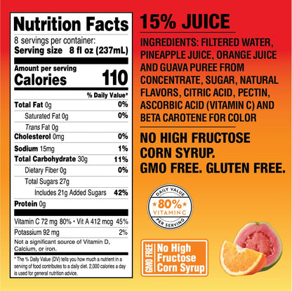 Langers Juice Cocktail, Pineapple Orange Guava, 64 Fl Oz (Pack of 8)