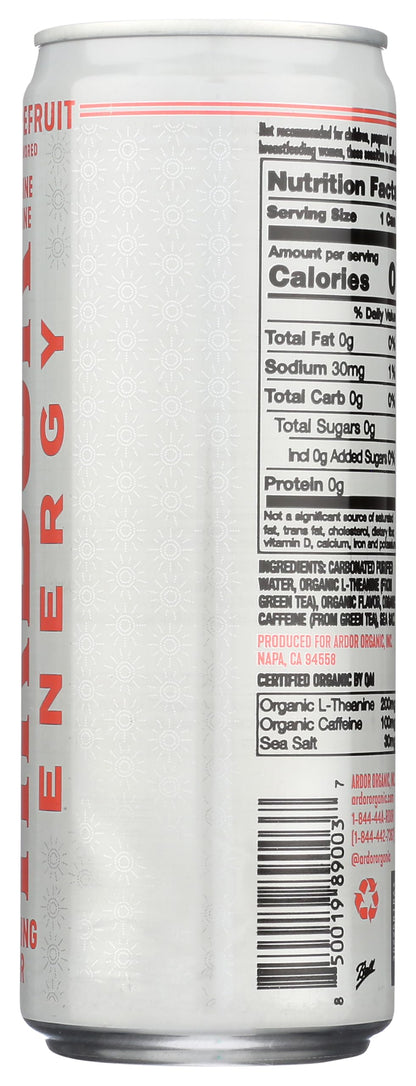 Ardor Organic Pink Grapefruit Sparkling Energy Water, 12 FZ