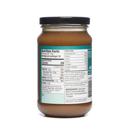ABBCo Beef Broth Concentrate with Collagen, Rich Savoury Cooking Base for Soups, Gravies & Sauces, Just Add Hot Water, Halal, 13.26Floz