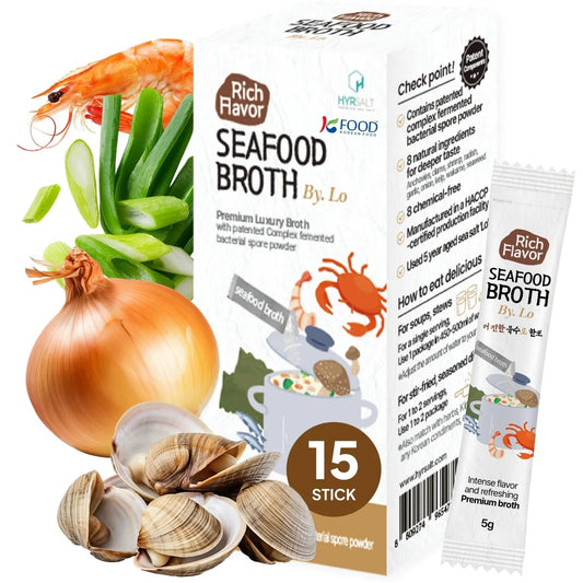 Korean Food Rich Flavor Seafood Broth by. Lo, 75g (5g*15pcs) (2.64oz) – Authentic Seafood Broth Powder for Soups, Stews & Sauces 코인육수, 더진한 육수