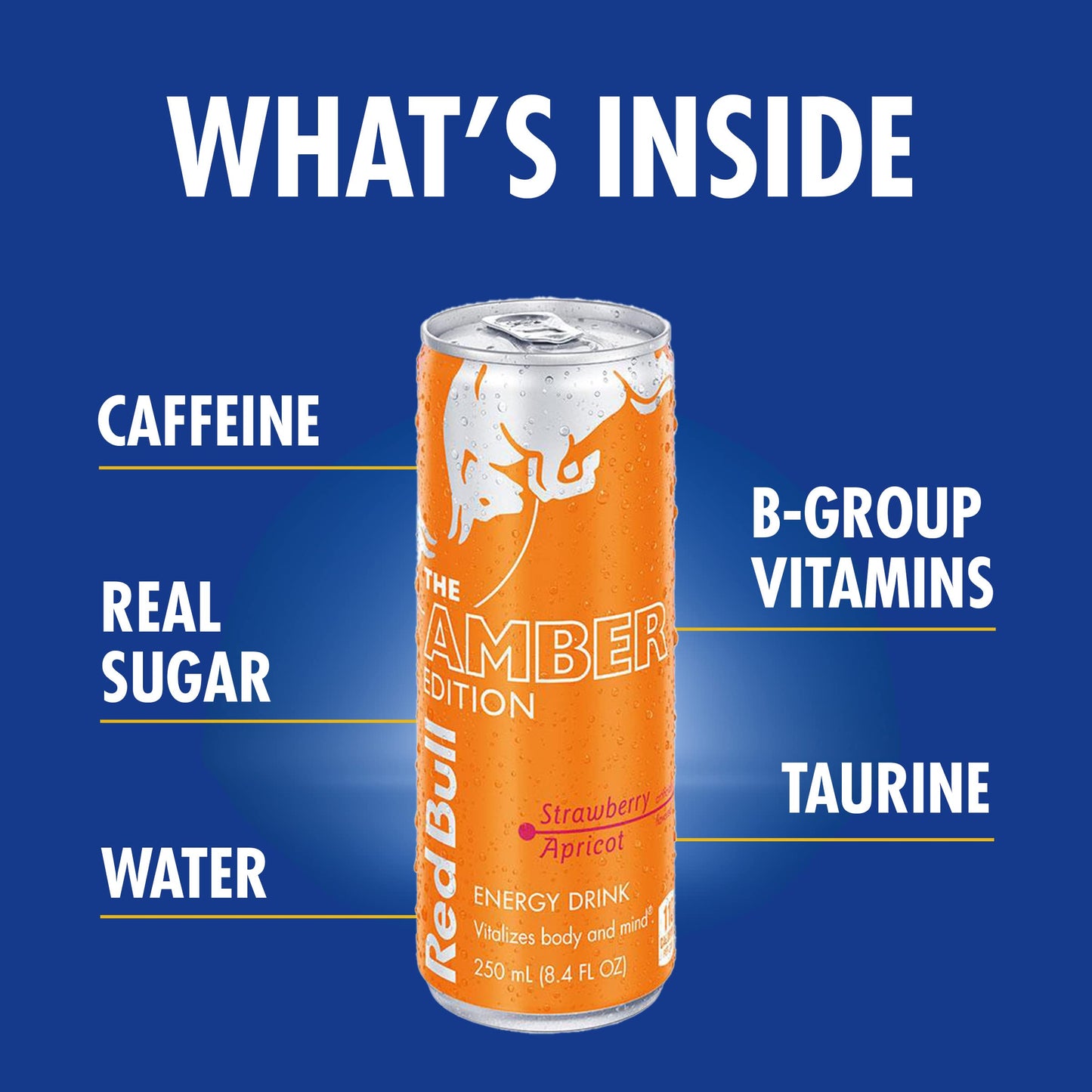 Red Bull Energy Drink, The Amber Edition, Strawberry Apricot, 8.4 Fl Oz