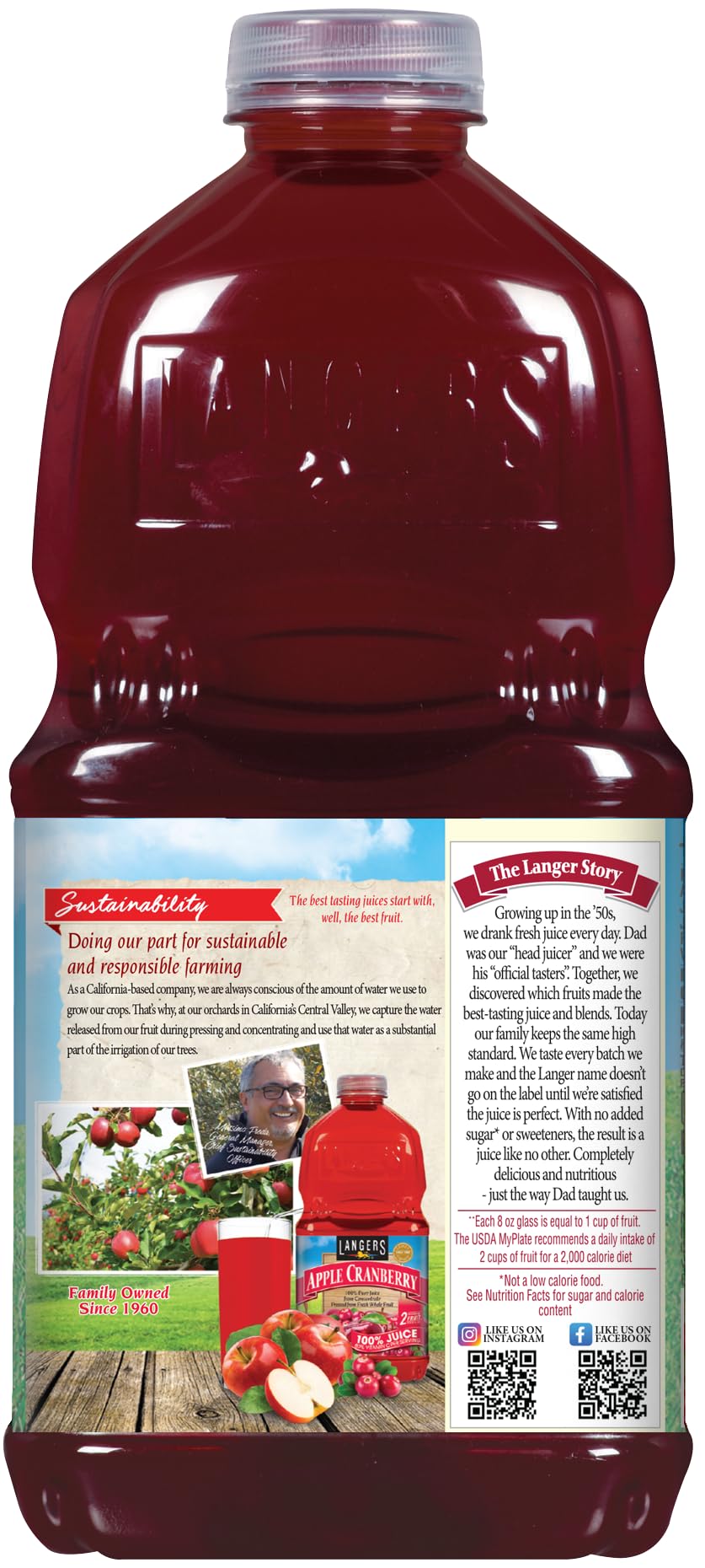 Langers 100% Juice with Vitamin C, Apple Berry Cherry, 64 Fl Oz (Pack of 8)