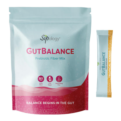 Sipology: GutBalance - Tropical Mango - 12 Stick Pack - Prebiotic Fiber Mix, Powder Drink, Promote Digestive Health, Organic Stevia, Plant Based-Vegan