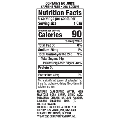7UP Lemon Lime Soda, 7.5 Fl Oz Cans, 6 Pack