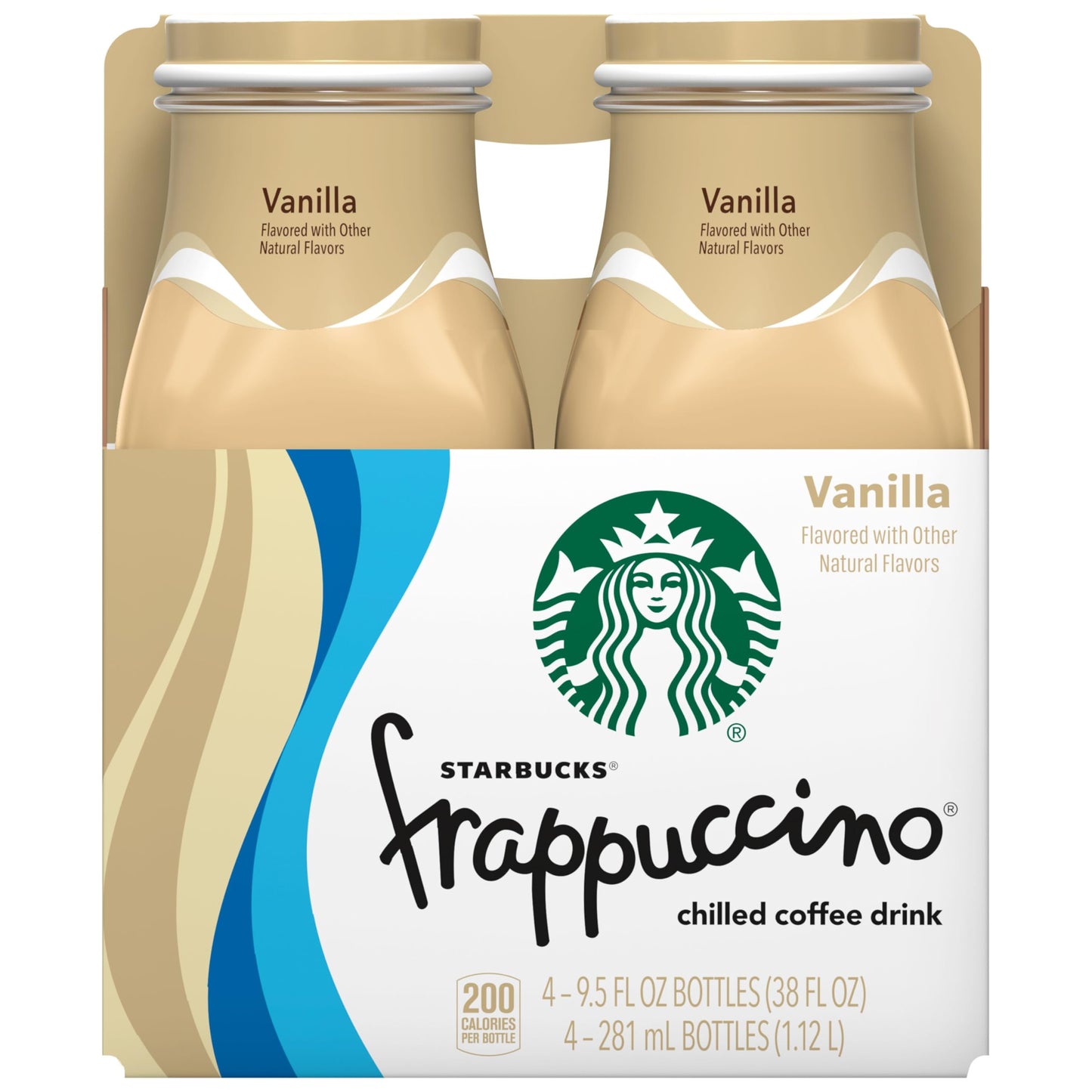 Starbucks Frappuccino, Vanilla Iced Coffee Drink, 9.5oz Bottles (4 Pack)