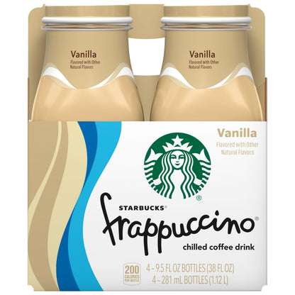 Starbucks Frappuccino, Vanilla Iced Coffee Drink, 9.5oz Bottles (4 Pack)