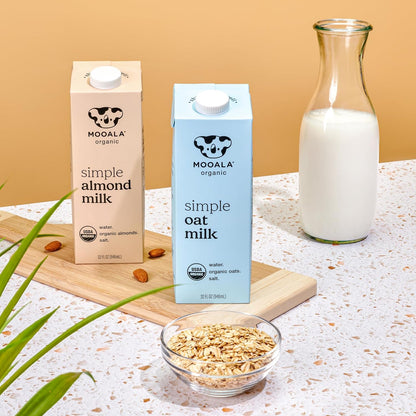 Mooala Organic Simple Almond Milk, 32oz - 3 Ingredient, Shelf Stable, No Gums, No Oils, No Fillers, Unsweetened, Non-GMO, No Additives, Dairy Free Plant Based Milk
