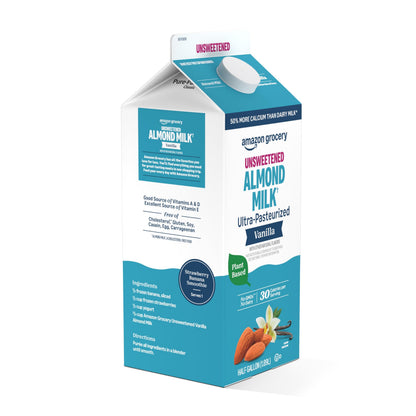 Amazon Grocery, Vanilla Unsweetened Almond Milk, 64 fl oz (Previously Amazon Fresh, Packaging May Vary)