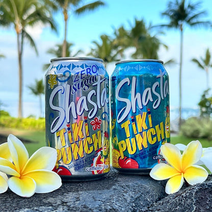 Shasta Tiki Punch | 12-Pack of 12oz Cans | Tropical Fruit Punch Flavor | Sweet & Bold | Caffeine-Free