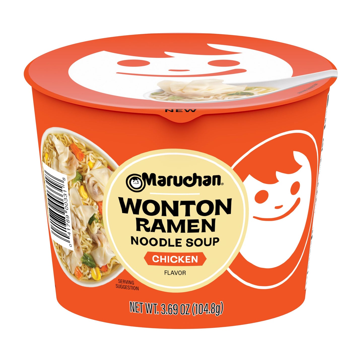 Maruchan Wonton Ramen Bowl, Chicken Flavor – Japanese-Style Instant Noodle Soup, Microwaveable Easy Meal – 3.69 Oz. (6 Pack)