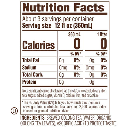 Tejava Origins Fujian Oolong Iced Tea, 12 Pack, 1 Liter Glass Bottles, Unsweetened, USDA Organic, Non-GMO, Kosher, No Sugar or Sweeteners, Brewed in Small Batches