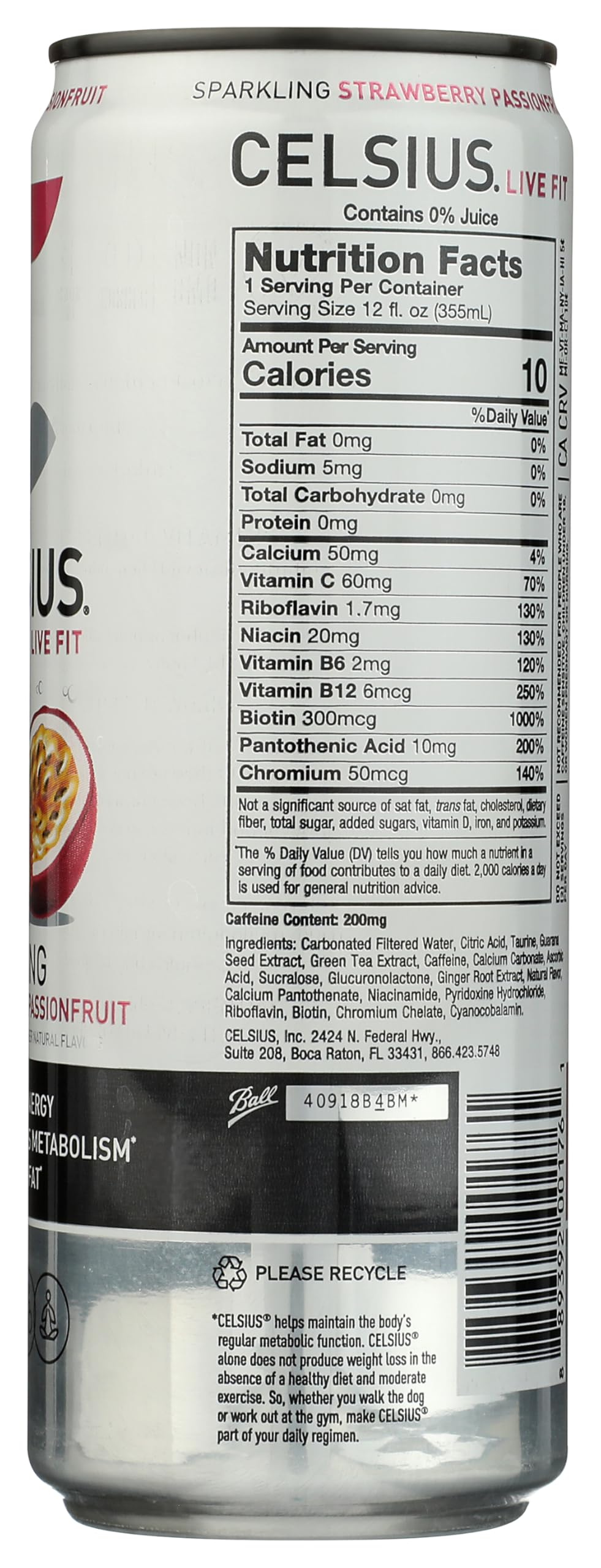 Celsius 12oz SS - Strawberry Passionfruit