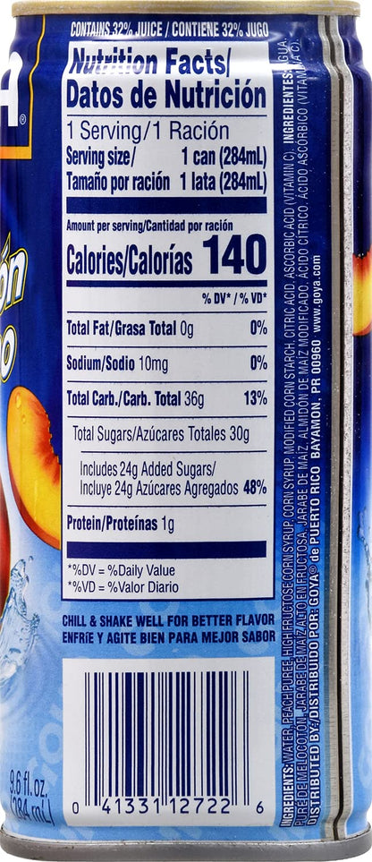 Goya Foods Peach Nectar, 9.6 Fl Oz (Pack of 24)