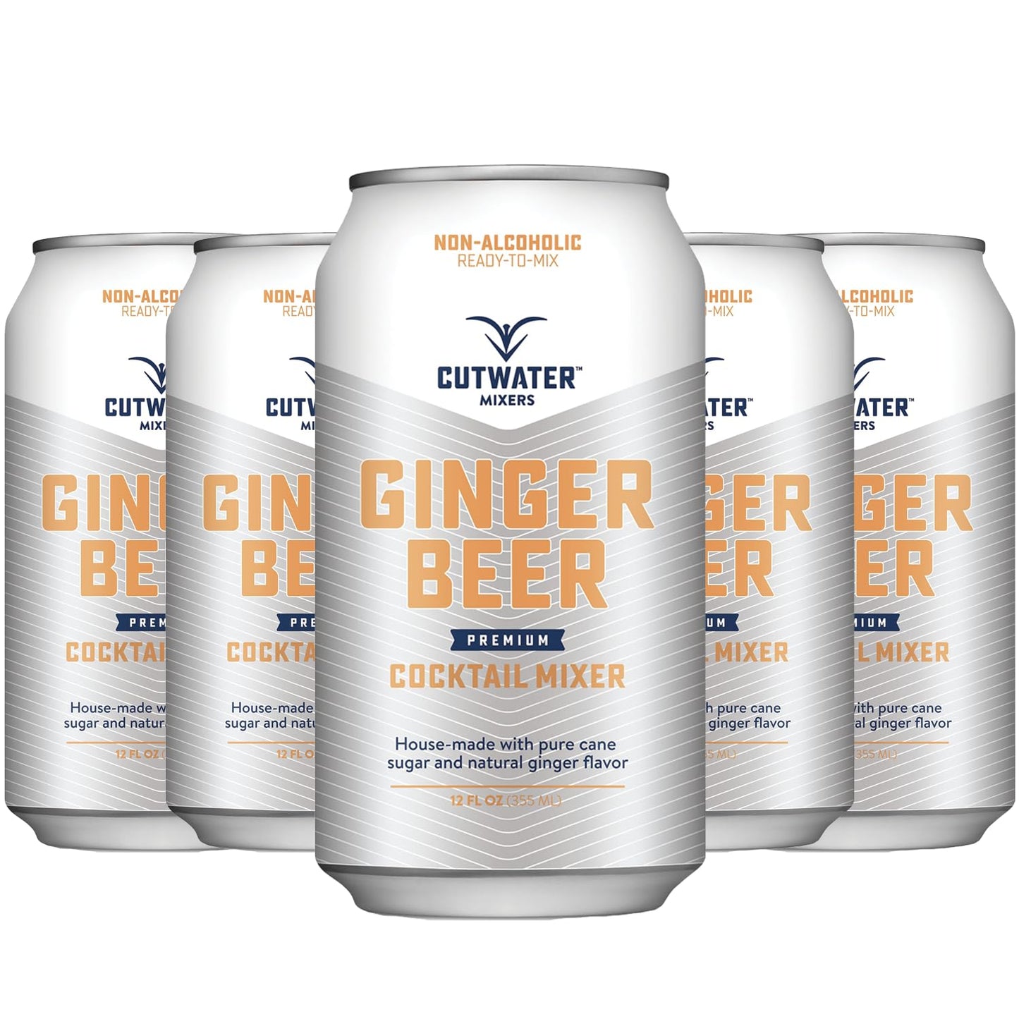 Cutwater Non-Alcoholic Ginger Beer 5 Pack - 12oz Cans - 110 Calories Fat-Free - Soda Mixer for Moscow Mule, Dark n Stormy