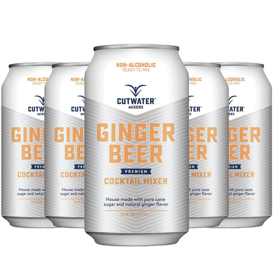 Cutwater Non-Alcoholic Ginger Beer 5 Pack - 12oz Cans - 110 Calories Fat-Free - Soda Mixer for Moscow Mule, Dark n Stormy