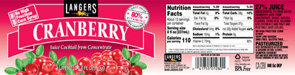 Langers Cranberry Variety Pack, Cocktail, Raspberry, Pineapple, Mango, 101.4 Fl Oz (Pack of 4)
