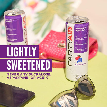 PARTYAID Rehab Blend, Feel Good Tonight and Tomorrow, Contains 5-HTP, B-Complex, Milk Thistle, Electrolytes, No Artificial Flavors or Sweeteners, Caffeine-Free, 12 Fl Oz (Pack of 4)