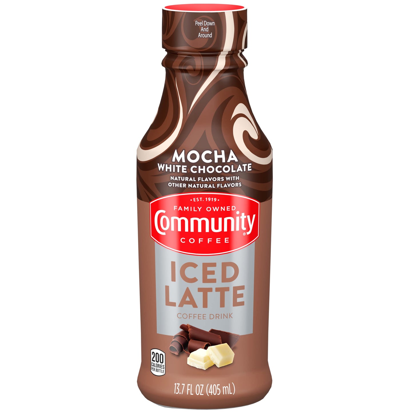 Community Coffee Mocha White Chocolate Iced Latte Ready To Drink 13.7 Ounce Bottle(Pack of 1)
