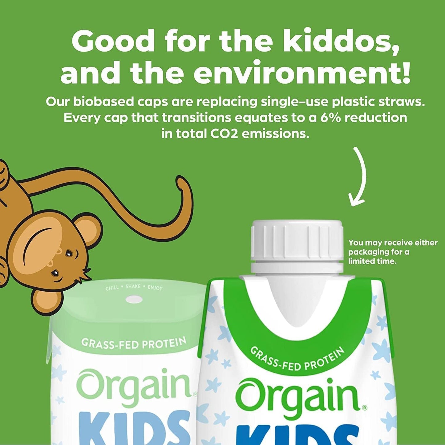 Orgain Organic Kids Protein Nutritional Shake, Chocolate + Vanilla, 8.25 Fl Oz (Pack of 4)