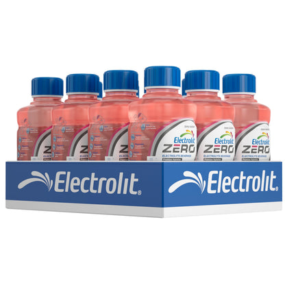 Electrolit Zero, Electrolyte Beverage, Strawberry-Banana, 21 Fl Oz bottle (Pack of 12)