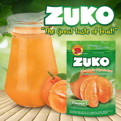 Zuko Mandarin Powdered Drink Mix Family Pack, No Added Sugar Needed, 14.1 oz (Pack of 6)