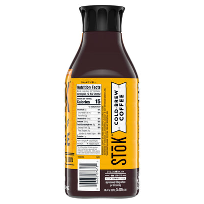 SToK Cold Brew Coffee, Bright & Mellow, Light Roast Brewed Low and Slow, Unsweetened, Black Coffee, 48 FL OZ Bottle