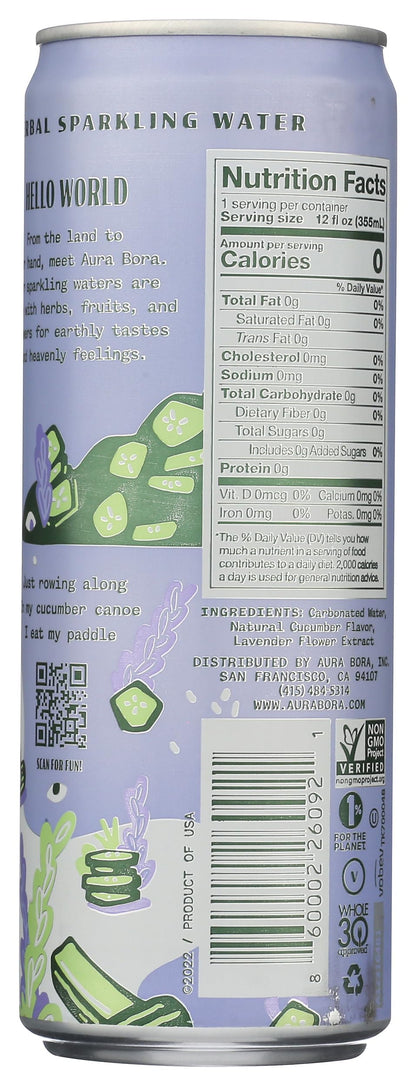 Aura Bora Herbal Sparkling Water Lavender Cucumber, 12 Ounce