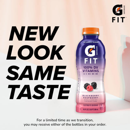 Gatorade Fit Electrolyte Beverage,Healthy Real Hydration,Blackberry Raspberry,16.9.oz Bottles,(Pack of 24)