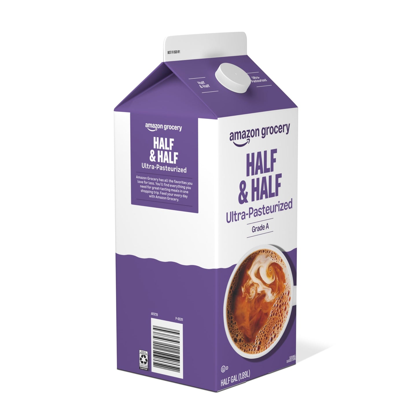 Amazon Grocery, Half & Half, Ultra Pasteurized, 64 Fl Oz