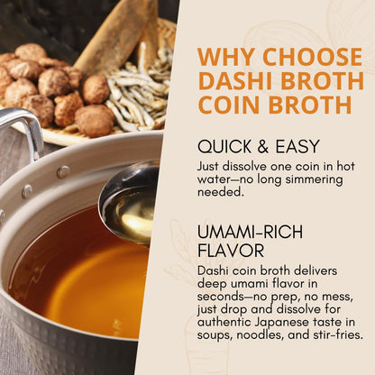 Japanese Seafood Coin Dashi Stock (4g/20 Count) - Dissolve Umaimi Dish Soup Stock, All natural Ingredient for Ramen Broth, Miso Soup, Asian Soup Base Stock, Korean broth tablet