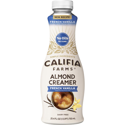Califia Farms - French Vanilla Almond Milk Coffee Creamer, 25.4 Oz, Dairy Free, Plant Based, Vegan, Gluten Free, Non GMO