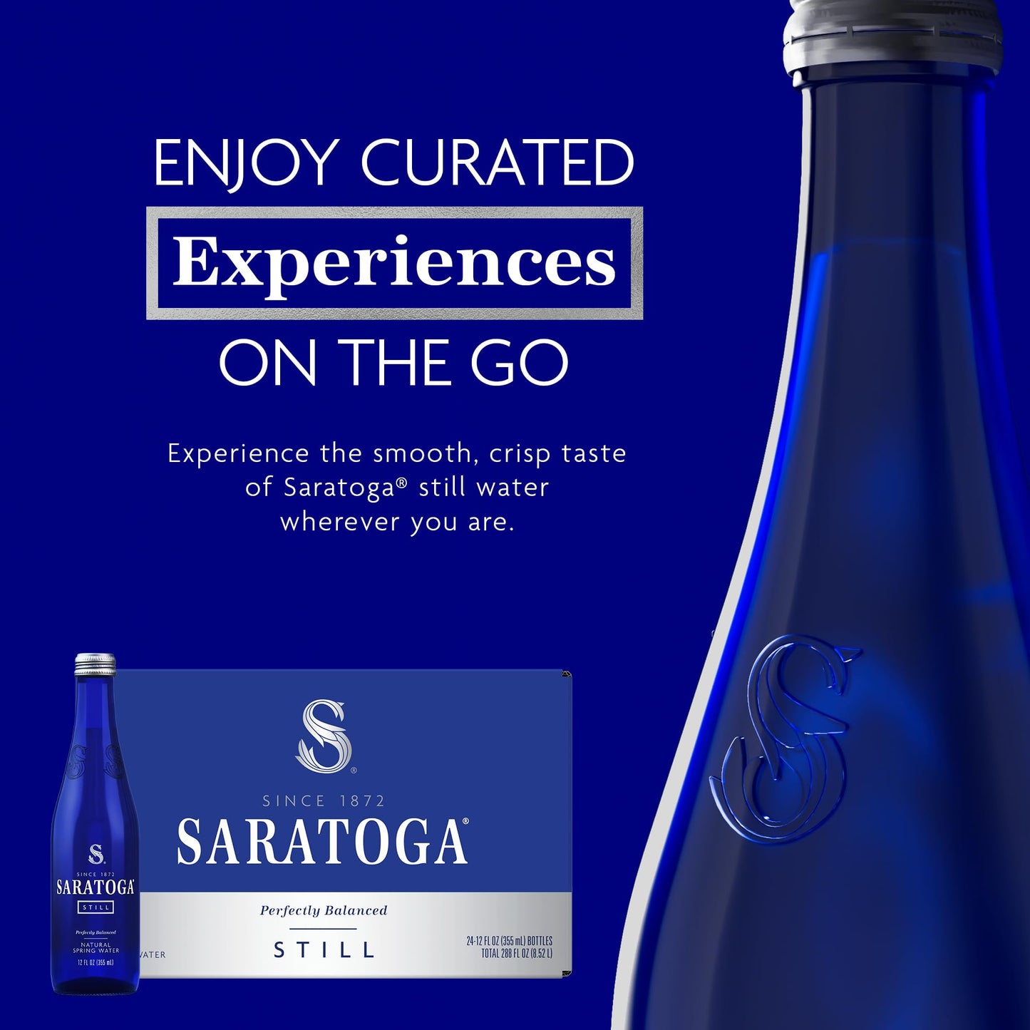 Saratoga Spring Water Bottles, 24 Pack – Still Bottled Water - Glass Bottles - 12 Fl Oz