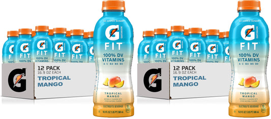 Gatorade Fit Electrolyte Beverage,Healthy Real Hydration,Tropical Mango,16.9.oz Bottles,(Pack of 24)