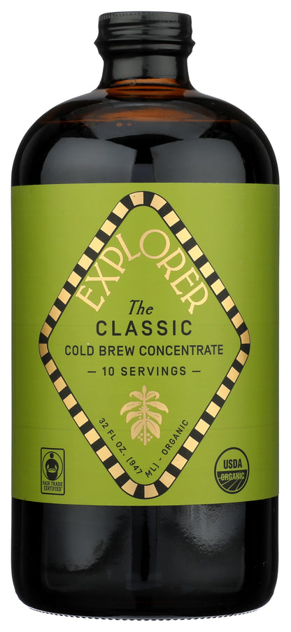 Explorer Cold Brew, Coffee Cold Brew Concentrate The Classic Organic, 32 Fl Oz