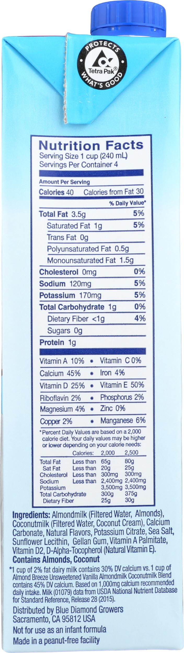 Almond Breeze Unsweetened Vanilla Almond Coconutmilk, 32 FZ