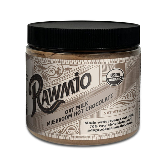Rawmio Oat Milk Mushroom Hot Chocolate - Vegan, Kosher, Low-Fat and Gluten-Free | Pack of 1 | 8.5 oz