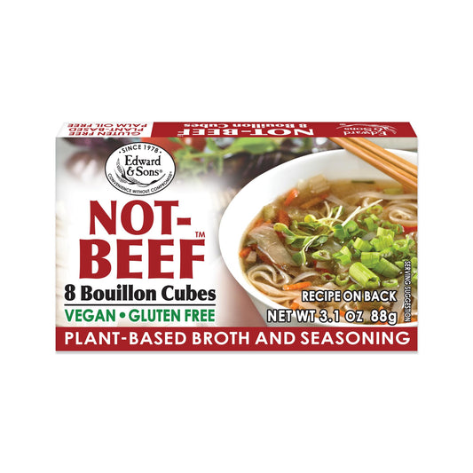 Edward & Sons Not Beef Bouillon Cubes - Vegan Broth Cubes, Vegetable Stock, Gluten Free, No Trans Fat, Use in Soups, Stews and Pilafs - 8 Count (Pack of 1)