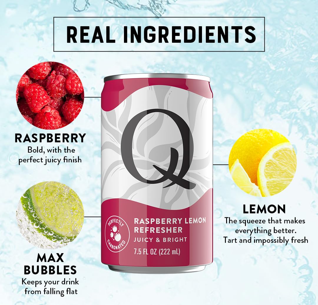 Q MIXERS Refreshers Sparkling Hydration Beverage Variety Pack (8PK) – 2 of Each Flavor: Pineapple Passion, Watermelon Lime, Raspberry Lemon & Peach Nectarine – Electrolytes + Vitamins, Mocktail & Cocktail Mixer - 7.5oz per Can