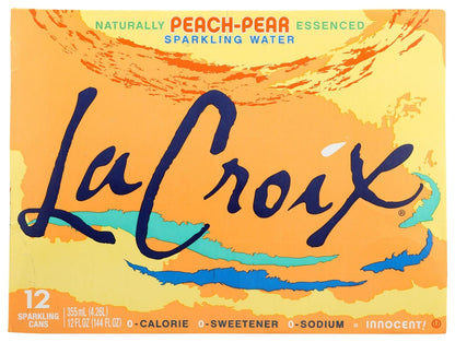 La Croix Peach Pear Flavored Sparkling Water, 12 Packs, Zero Calories, 144 Fluid Ounces (Pack Of 2)