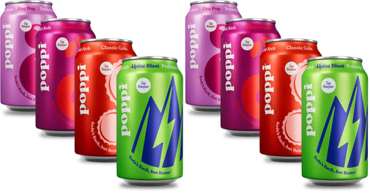 Poppi Sparkling Prebiotic Soda Beverage with Apple Cider Vinegar,Seltzer Water and Fruit Juice,Soda Staples Variety Pack,12 FL Oz,Packaging May Vary,(Pack of 24)