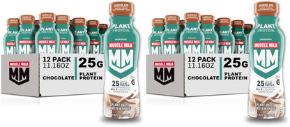 Muscle Milk Plant Based Protein Shake,Chocolate,11.16 Fl Oz,(Pack of 24)