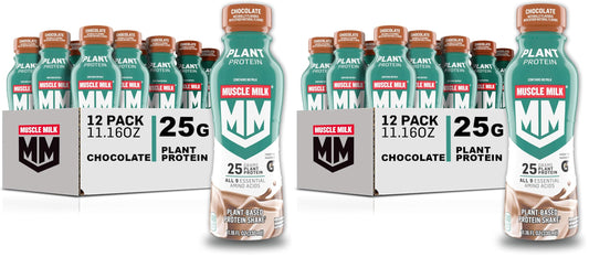 Muscle Milk Plant Based Protein Shake,Chocolate,11.16 Fl Oz,(Pack of 24)