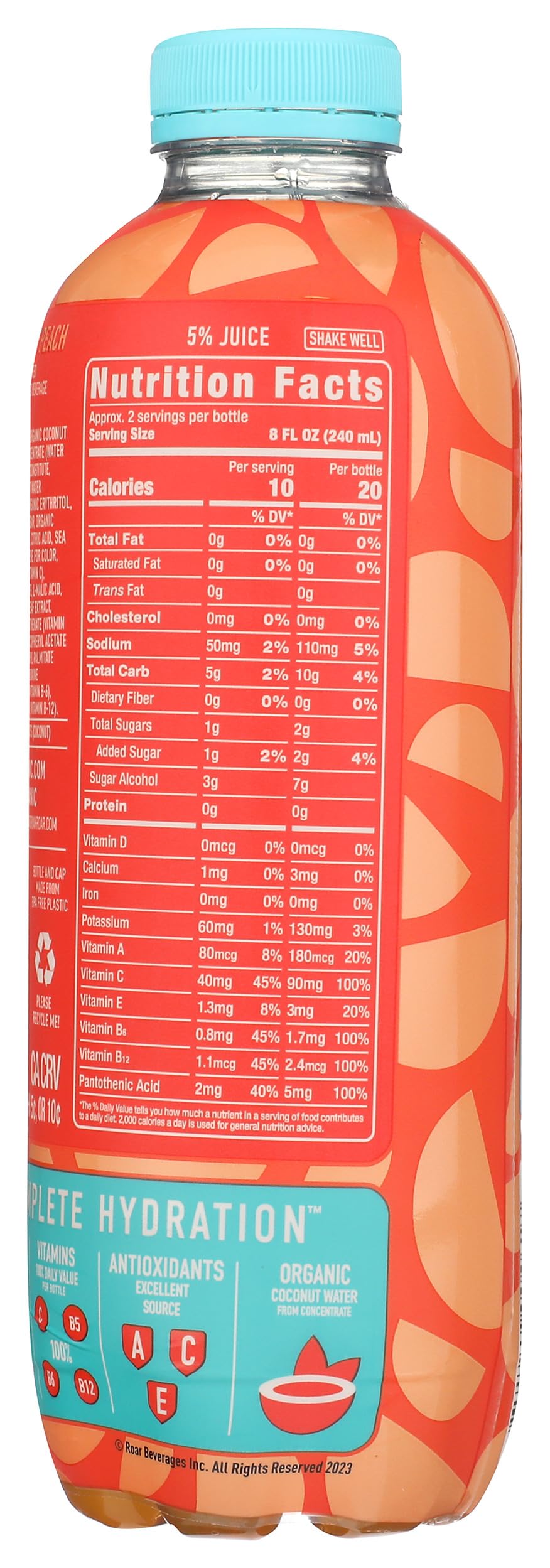 Roar, Drink Hydration Georgia Peach Organic 18 Fl Oz