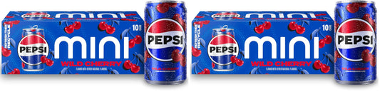 Pepsi Wild Cherry Soda Mini Cans, 7.5 Ounce Mini Cans (Two packs of 10) (Packaging May Vary)